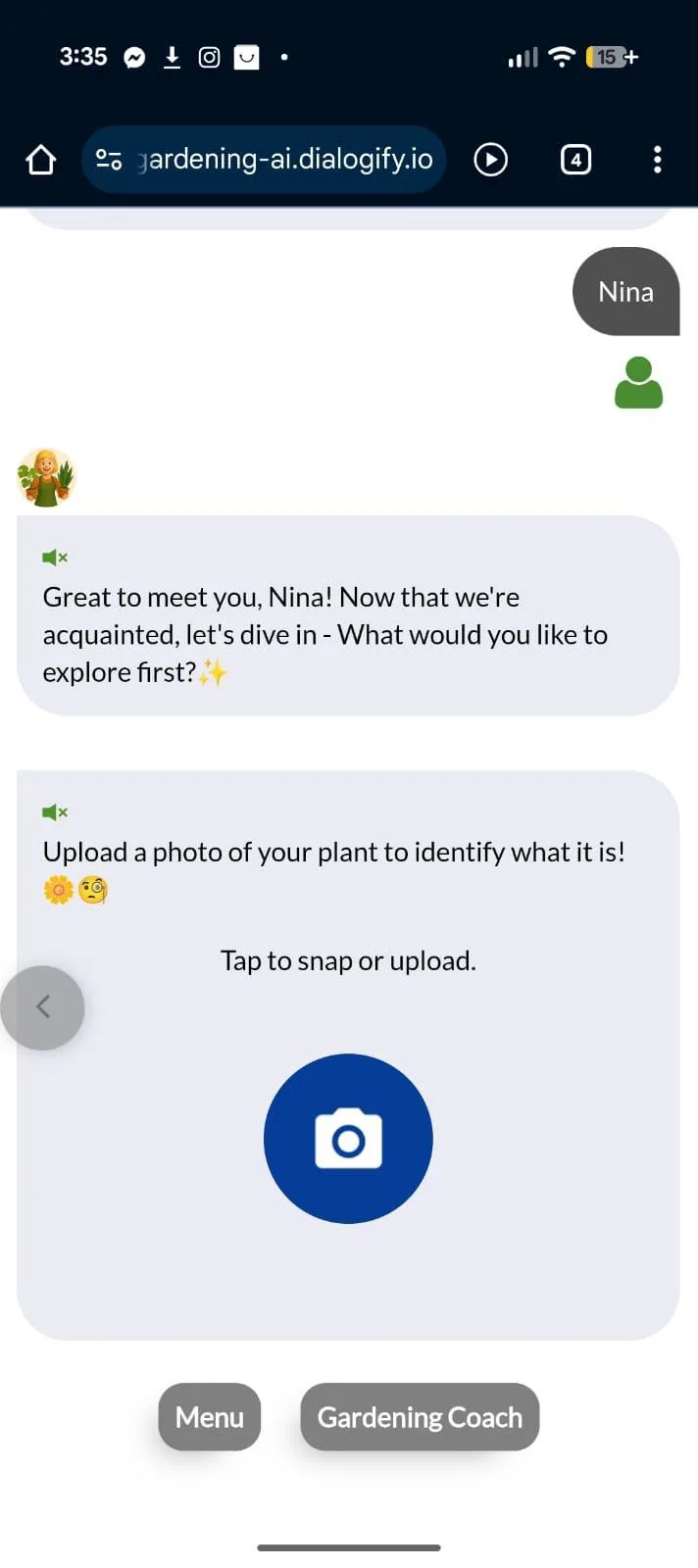 Das Gespräch im Botanify-Chatbot fortsetzen