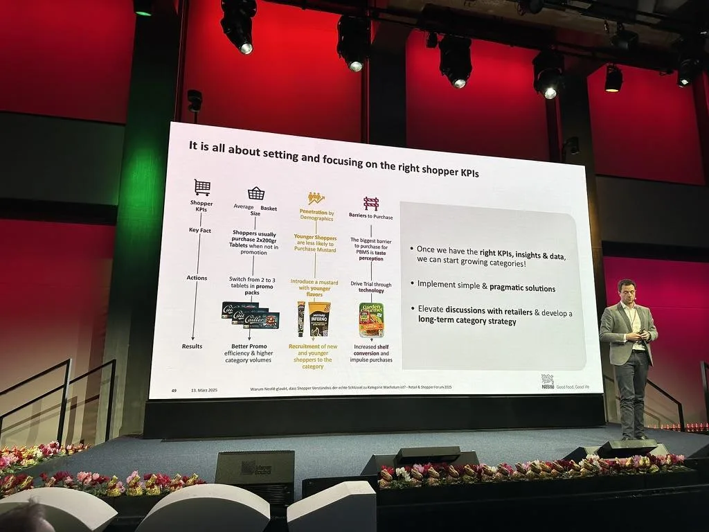 Nestlé presentation stage on shopper KPIs at the Retail & Shopper Forum 2025