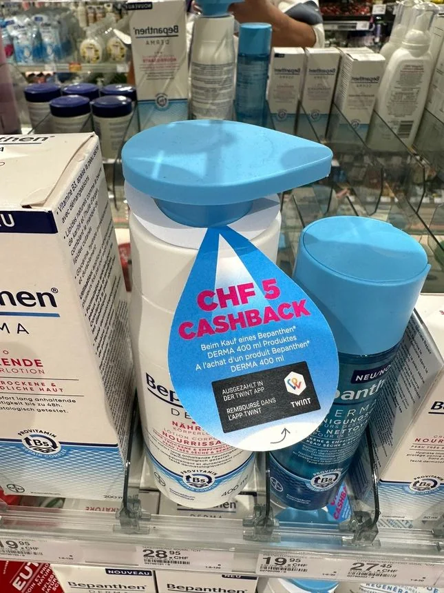 Bepanthen DERMA avec le sticker de cashback CHF 5