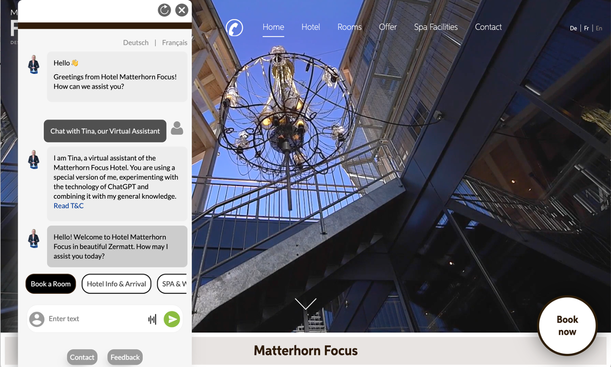 The First AI Concierge at Hotel Matterhorn Focus